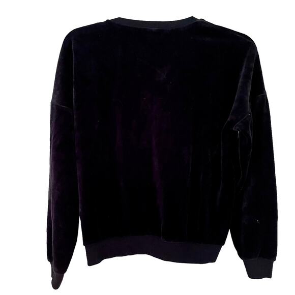 Sonia Rykiel Rhinestones Velvet Long Sleeve Sweatshirt Black Women's Size Small - Picture 3 of 7